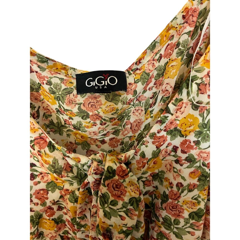 Gigio Women's Fit Flare Getaway Island Mini Dress Ruffle Prairie Cottagecore L - Picture 2 of 5